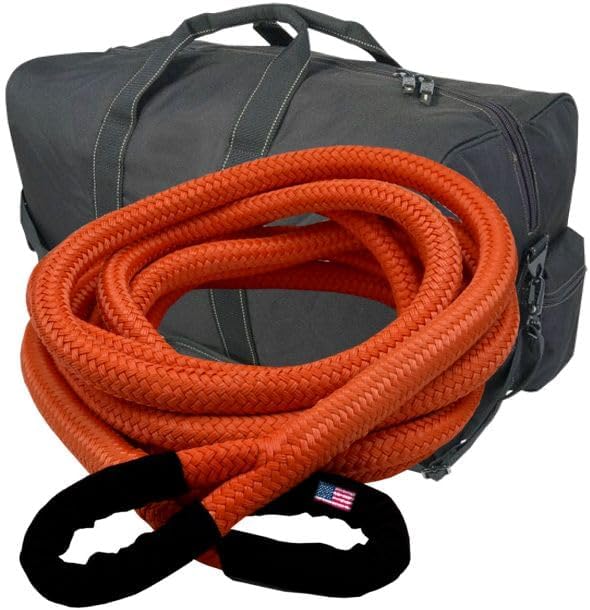 BILLET4X4 Original & Best U.S. (Bigger Truck Recovery) 1-1/2 inch X 30 ft Safety Orange 4x4 Vehicle Recovery Kinetic Rope with Heavy-Duty Carry Bag