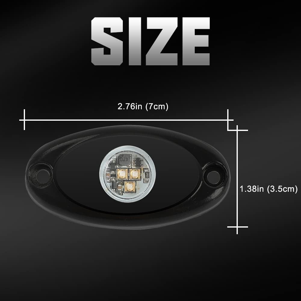 SUNPIE 12 Pods White Rock Lights – Quick Connect, 3 High Power Chips, 4M Extension Wires, Mounting Pads Included, 6000K Pure White, IP67 Waterproof, Fits Trucks, SUV, ATV, UTV, Trailer