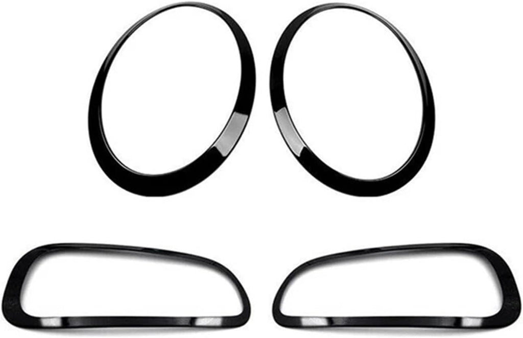4pc Headlight+Taillamp Cover Trim Compatible For Mini Cooper F54 2015-2020 Clubman Car Front Head Light Bezel+Rear Lamp Frame Sticker Strip(Glossy Black)