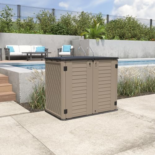 kinying outdoor storage shed - horizontal storage cabinet, front angle view
