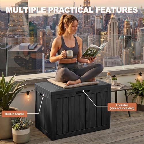 efu outdoor storage box 60 gallon deck box showing dimensions