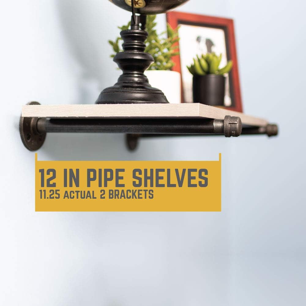 pipe decor industrial shelf brackets – set of, side view