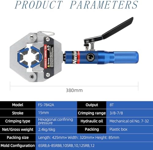 a/c hose crimper kit, 8t hydraulic crimping tool, close-up detail