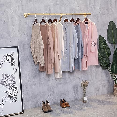 industrial pipe wall mounted clothes hanging shelves system,metal, side view