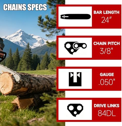 24 inch chainsaw chain 3/8" pitch .050" gauge shown in use