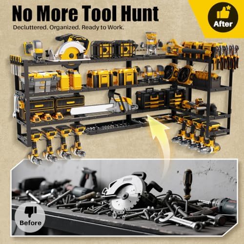 xlarge 64''w power tool organizer wall mount, 4-tier, front angle view
