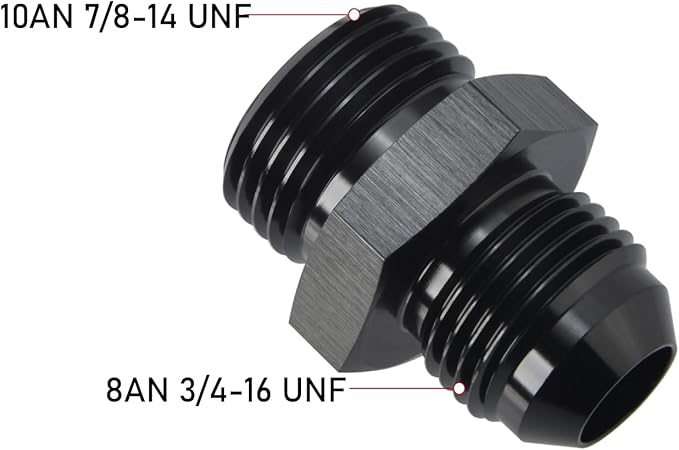 8AN Male Flare to 10AN ORB O-ring Boss Fuel Pump Rail Adapter Fitting Aluminum - Image 2