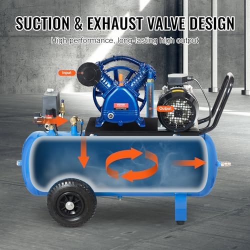 vevor air compressor pump head,5.5hp 5.75cfm @ 90psi,twin, side view