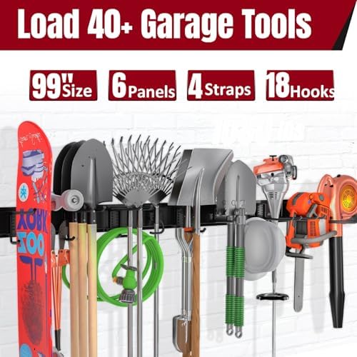 99" garage tool organizer wall mount, 28 pack shown in use