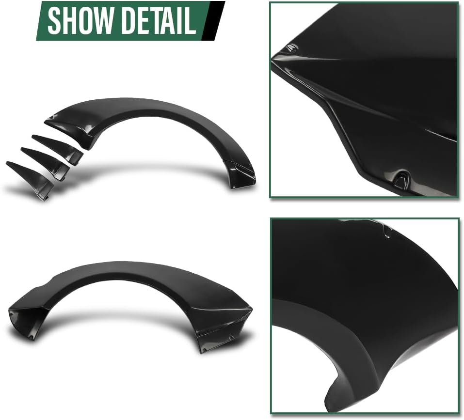 Fender Flares Compatible with Chevy Camaro ZL1 2010 2011 2012 2013 2014 2015, 4 Pcs Kit with Front Canards, MB Style Black Widebody Overfenders, Bolt-On Exterior Wheel Arch Trim