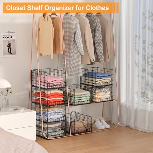 hongtamoya 4-tier stackable closet organizers and storage shelves on a desk or shelf