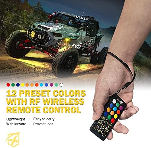xprite led rock lights kit 10 pods multicolor showing dimensions
