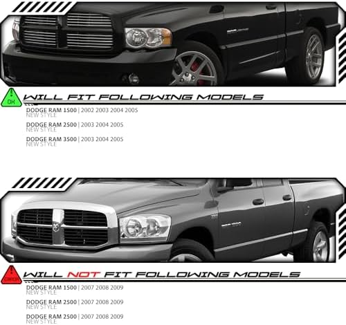 EPIC LIGHTING OE Spec Halogen Headlight Assembly Replacement for DGE 02-05 RAM 1500 03-05 RAM 2500 3500 [ CH2503135 55077120AE ] Right Passenger Side