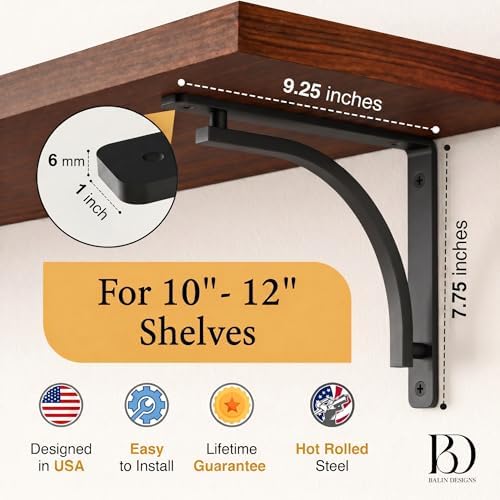 classic black heavy duty shelf brackets 10 inch shown in use