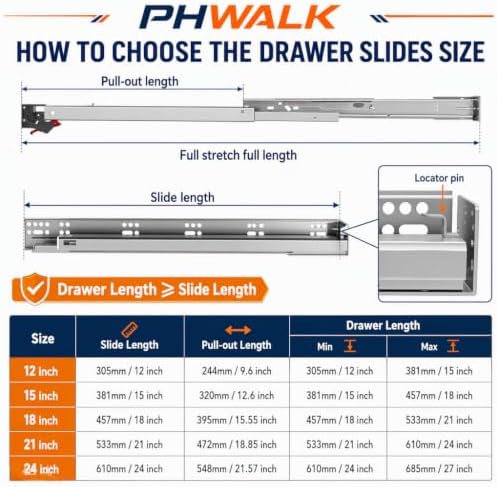 24 inch soft close undermount drawer slides,full extension,100 shown in use