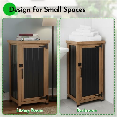 small outdoor storage cabinet weatherproof, wood garden potting shown in use