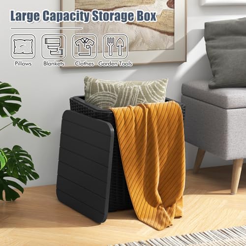 tangkula 11.5 gallon water-proof deck box with removable, front angle view