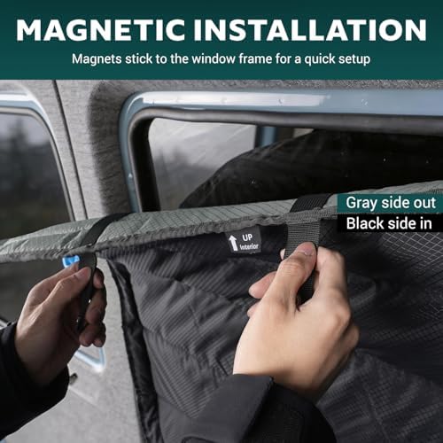Extra-Thick Sliding Door Window Cover for Ram Promaster Van 2014-2026,Magnetic Insulated Blackout Window Sunshade, Foldable Design,Cold Weather Essentials, AllSeasonGuard Pro