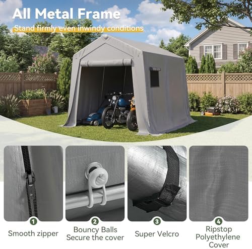 aoxun 10x10 ft outdoor portable storage shed tent, side view
