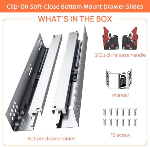 14 inch soft close undermount drawer slides for, front angle view