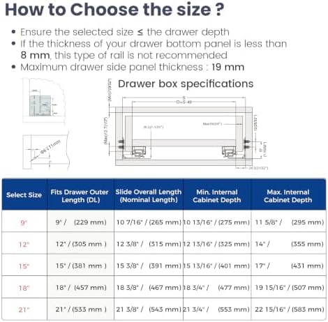 homdiy 21 inch undermount soft close drawer slides shown in use