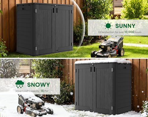 outdoor storage cabinet waterproof 31 cu.ft with lockable showing dimensions