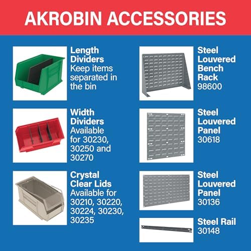akro-mils 30260 akrobins plastic storage bins, 18"x11"x10", black, package contents