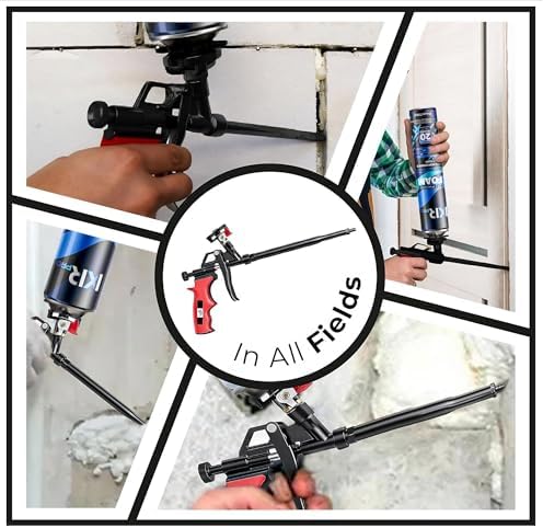 professional expanding foam spray gun, 2 insulation guns on a desk or shelf