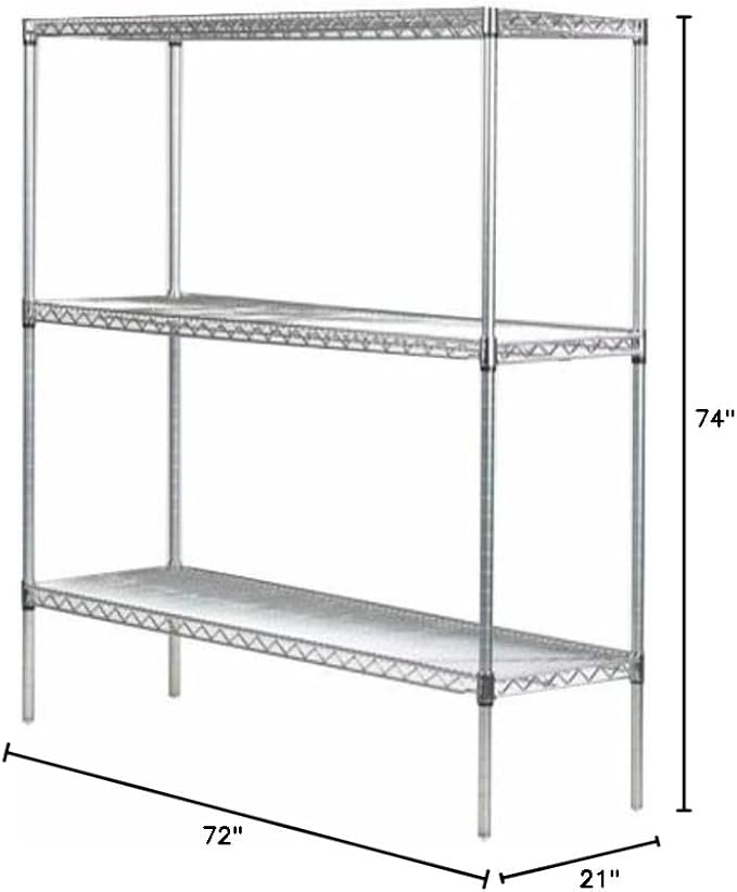Omega 21" Deep x 72" Wide x 74" High 3 Tier Chrome Starter Shelving Unit - Image 2