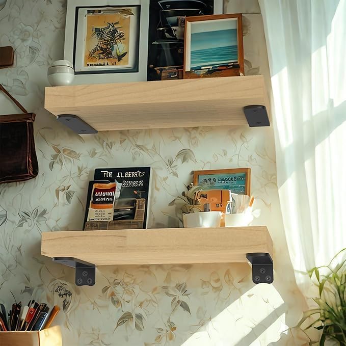 eurydice heavy duty floating shelf brackets, 1/4 in on a desk or shelf