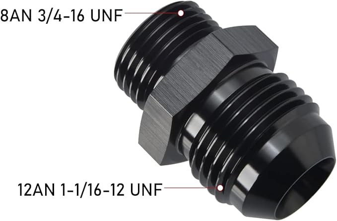 12AN Male Flare to 8AN 8 ORB O-ring Boss Fuel Rail Adapter Fitting Aluminum - Image 2
