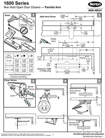 norton 1604bc series door closer, tri-style® (regular, top, package contents