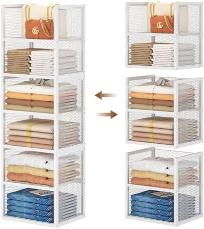 daoutime 6-tier stackable closet organizers and storage basket, view 9