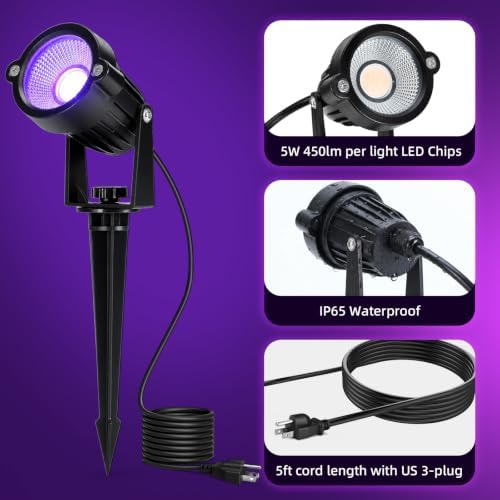 Halloween Orange Purple Spotlights Outdoor Landscape Lighting for Yard