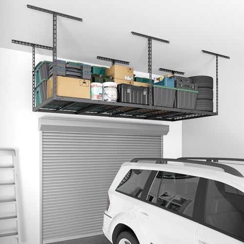 3x8 ft overhead garage storage rack,750lbs weight capacity on a desk or shelf