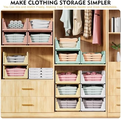 snslxh 5 pack stackable closet organizer box, multifunctional, side view