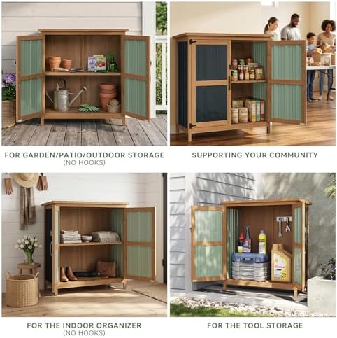 aoxun outdoor storage cabinet shed - wood & on a desk or shelf