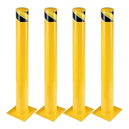 4-Pack Heavy Duty Safety Bollards, 4.5" Diameter Steel Pipe Bollard Post by Hipicute
