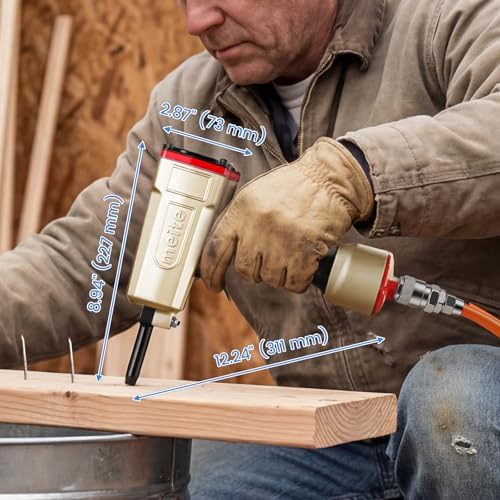 meite np45 pneumatic nail remover, 9-16 gauge denailer showing dimensions