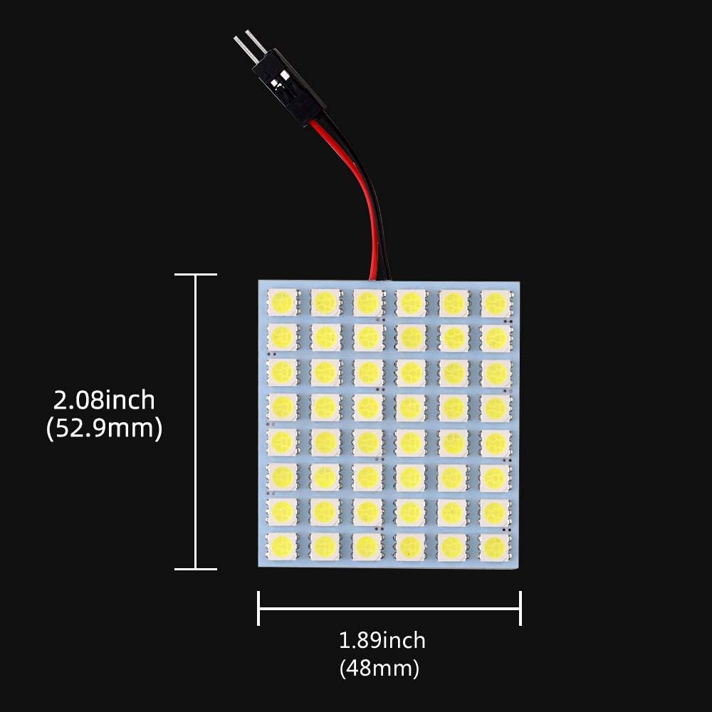 GLL Super White Energy-saving 5050 48-SMD LED Panel Dome Light Auto Car Interior Reading Plate Light Roof Ceiling Interior Wired Lamp+T10 BA9S Festoon Adapter-4pcs