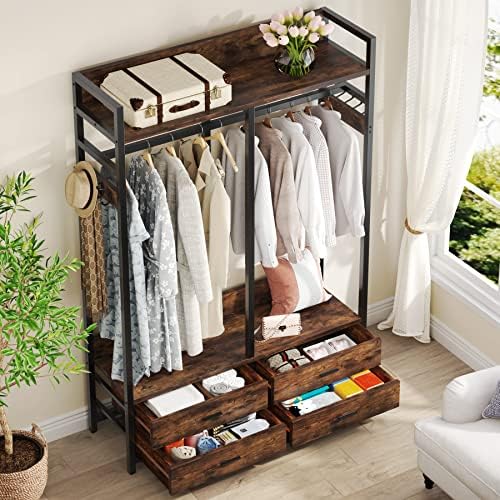 tribesigns freestanding closet organizer, garment rack with 4, package contents