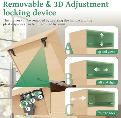 5pair(10pack) 18 inch undermount drawer slides with rear showing dimensions