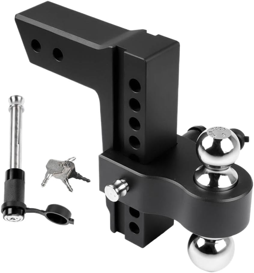 Adjustable Trailer Hitch 2.5 Inch Receiver 8 Inch Drop Rise 18500 LBS GTW Aluminum