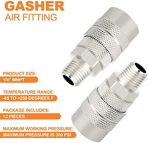 gasher 12pcs 1/4-inch male industrial coupler,1/4 basic flow, package contents