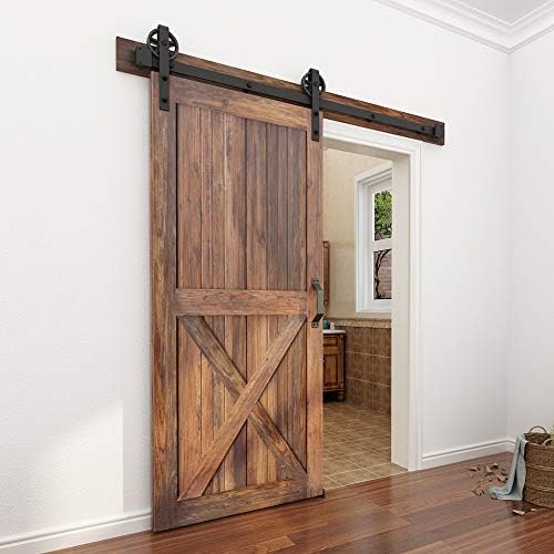 winsoon 5ft sliding barn door hardware kit,black big shown in use