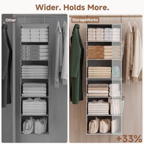 storageworks hanging closet organizer, 6-shelf with 2-in-1 design, view 9