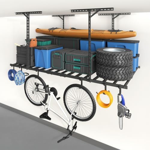 jusgym 4x8ft overhead garage ceiling storage rack with, main product view
