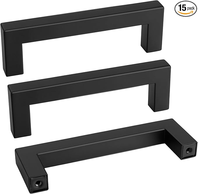 goldenwarm 15 Pack Black Drawer Pulls 3 3/4 Inch Black Kitchen Cabinet Handles by goldenwarm