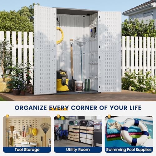 udpatio 67 cu.ft vertical outdoor storage shed, hdpe, view 9
