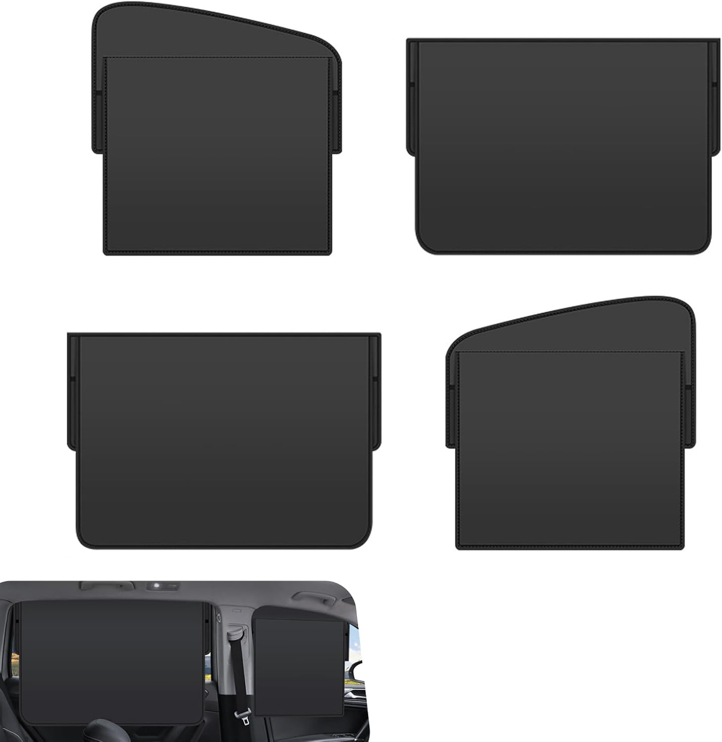 4 PCS Car Window Shades, Magnetic Privacy Sun Shade for Side Windows, Adjustable Blackout Car Window Covers, Universal for Most Vehicles (Black)